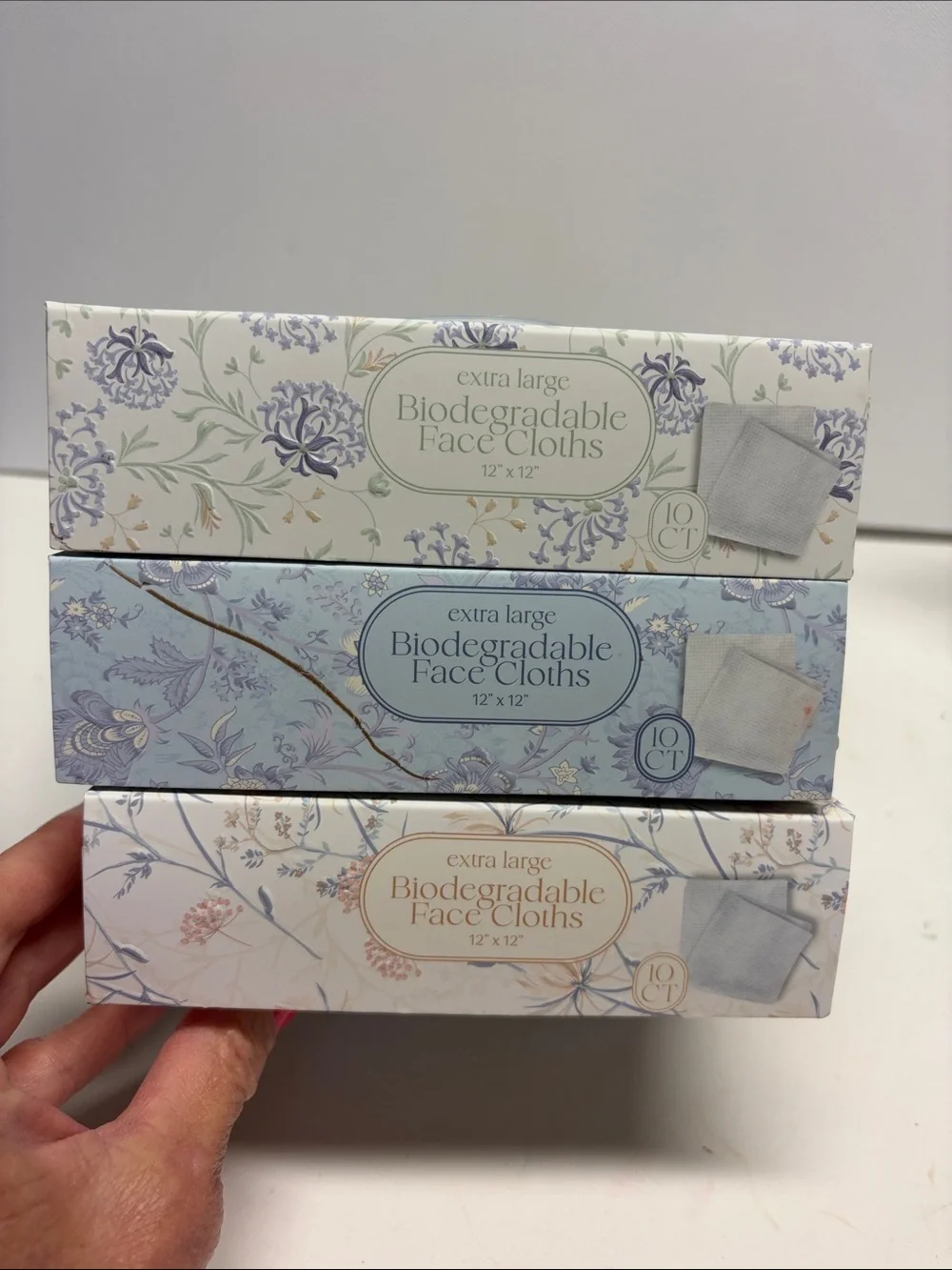Biodegradable Face Cloths - Extra Large White & Blue